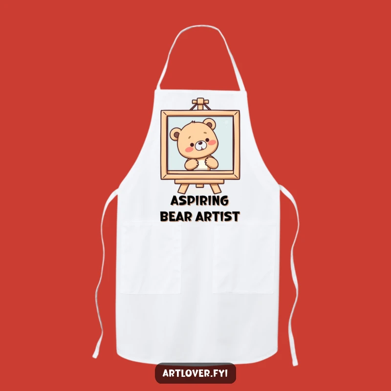 Funny Bear Cub Artist Apron: Admire Art While You Cook, Humorous Kitchen Gift