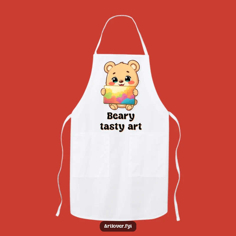 Funny Bear Cub Artist Apron: Cook or Create with a Happy Cub's Vibrant Painting, Gift