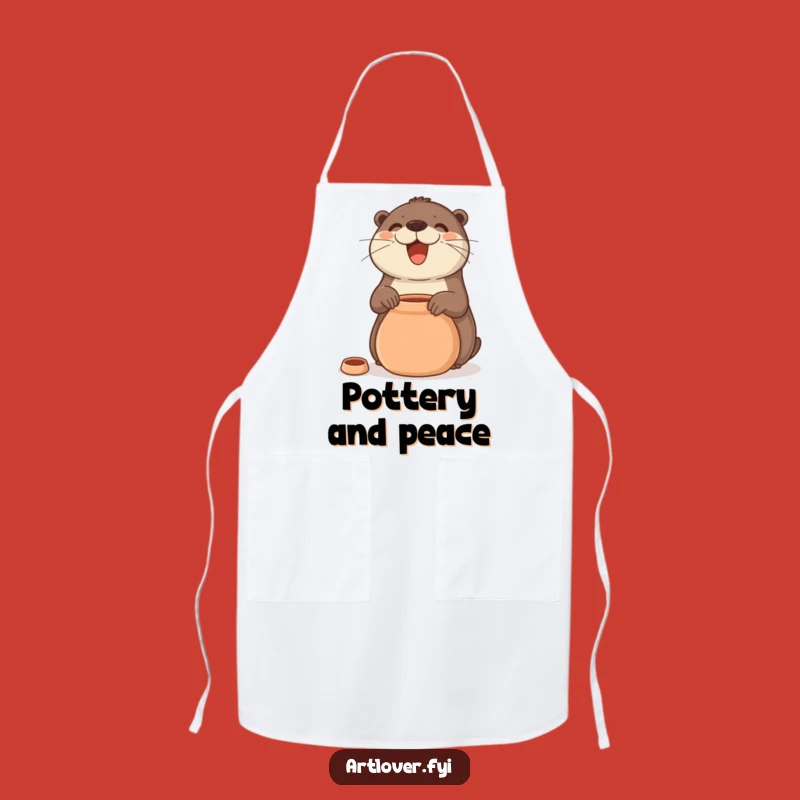 Funny Otter Pottery Apron: Cook and Create with a Smiling Artist