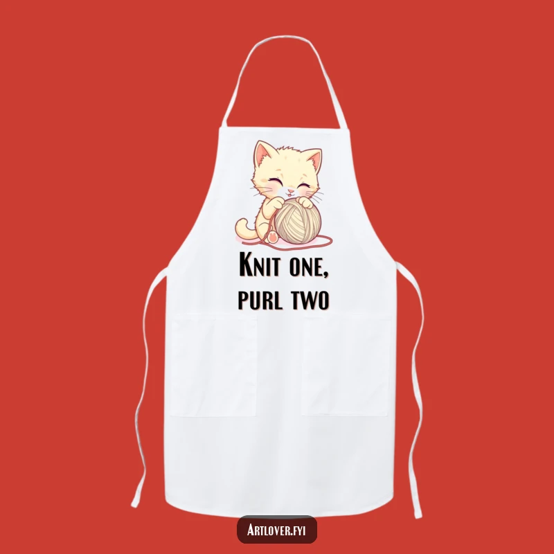 Funny Kitten Sculpting Yarn Apron - Kitchen Humor for Pet Lovers