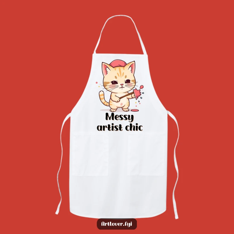 Funny Cat Artist Apron: Protect Your Clothes While Painting Like a Determined Feline, Gift