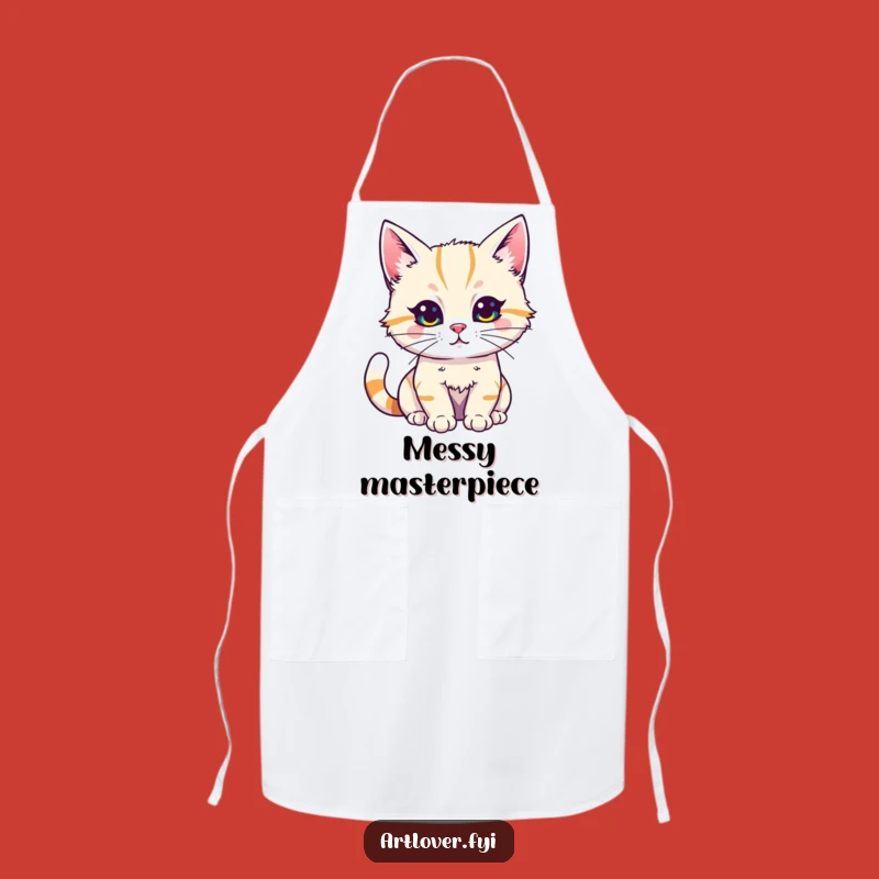 Funny Cat Artist Apron: Creative Kitty Paints Brightly, Kitchen Canvas Funny Gift