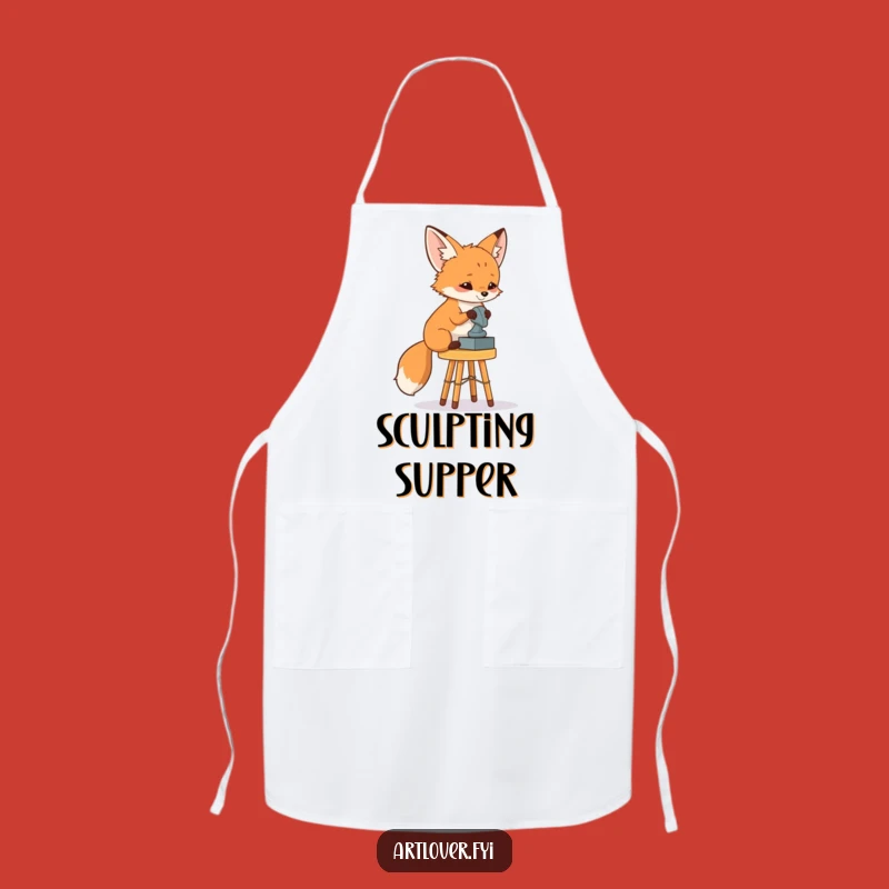 Funny Fox Art Critic Apron: Cook Up Some Artistic Flair!