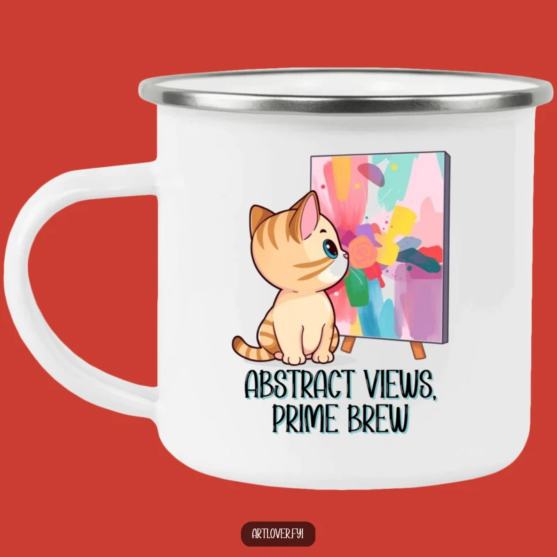Funny Cat Abstract Art Camping Mug: Adventure with Artistic Whimsy