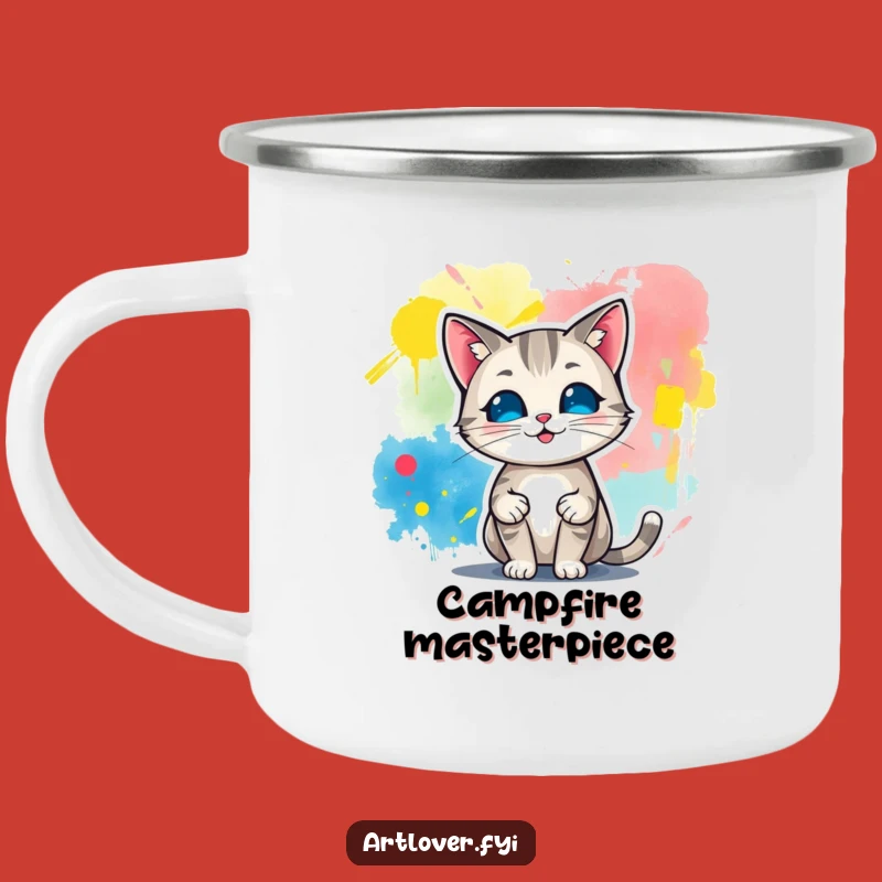 Funny Cat Artist Camping Mug, Abstract Art Holder for Outdoor Fun