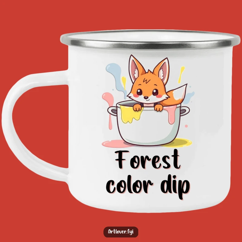 Funny Fox Artist Camping Mug: Durable Curious Character Peeking, Outdoor Humorous Gift!