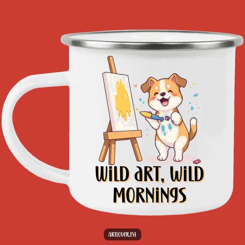 Funny Dog Artist Camping Mug: Sip Your Coffee with this Hilarious Painter Pup!