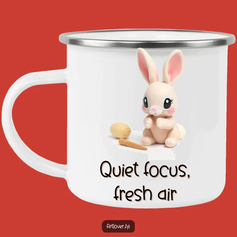 Funny Rabbit Sculptor Camping Mug: Sip Your Coffee with this Focused Artist!