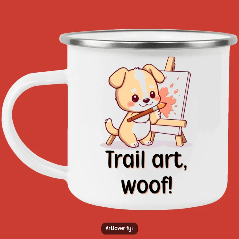 Funny Dog Artist Camping Mug: Durable Cute Character Splashing Paint, Outdoor Humorous Gift!