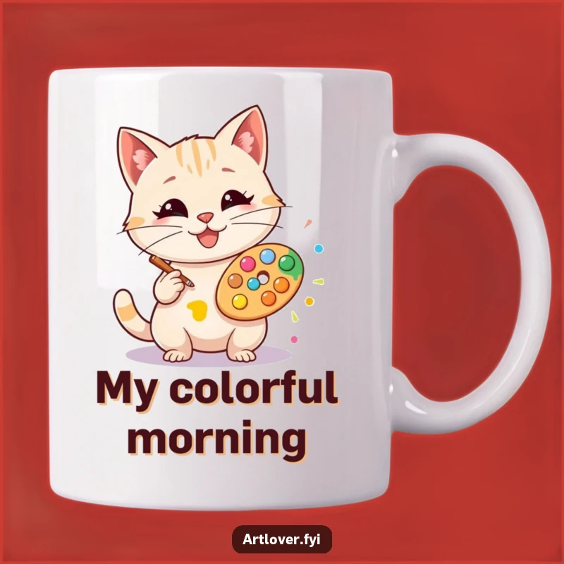Funny Artist Cat Mug: Colorful Art Splat, Perfect Gift for Creative Cat Lovers!
