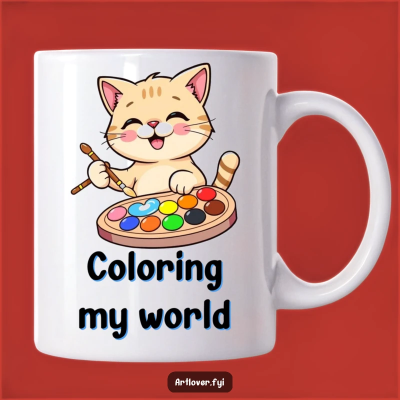 Funny Cat Artist Mug: Joyful Painter Kitty, a Purrfectly Hilarious Gift!
