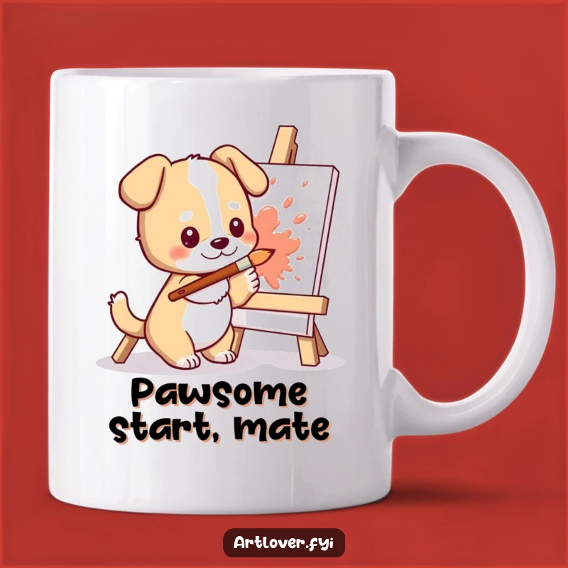 Funny Dog Artist Mug: Cute Character Splashing Paint, Perfect Creative Humorous Gift!