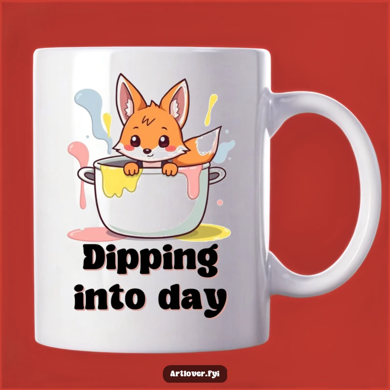 Funny Fox Artist Mug: Curious Character Peeking, Creative Humorous Gift!