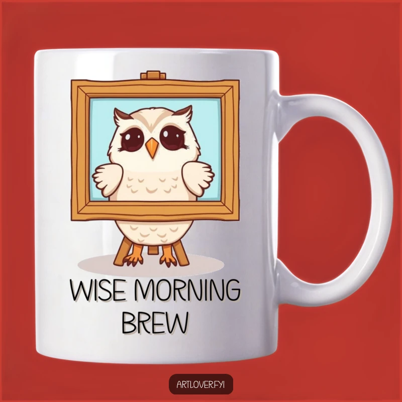 Funny Owl Art Lover Mug: Admiring Painting, Perfect Gift for Wise Collectors