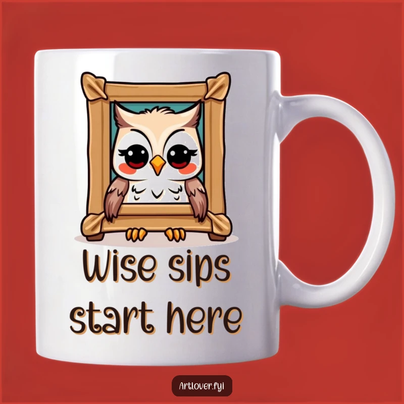 Funny Owl Art Mug: Joyful Admirer, Perfect Funny Gift for Art Lovers