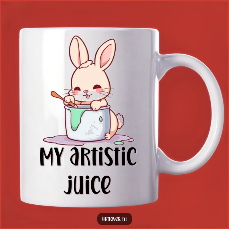 Funny Artist Rabbit Mug: Playful Painter Bunny Gift for Creative Souls