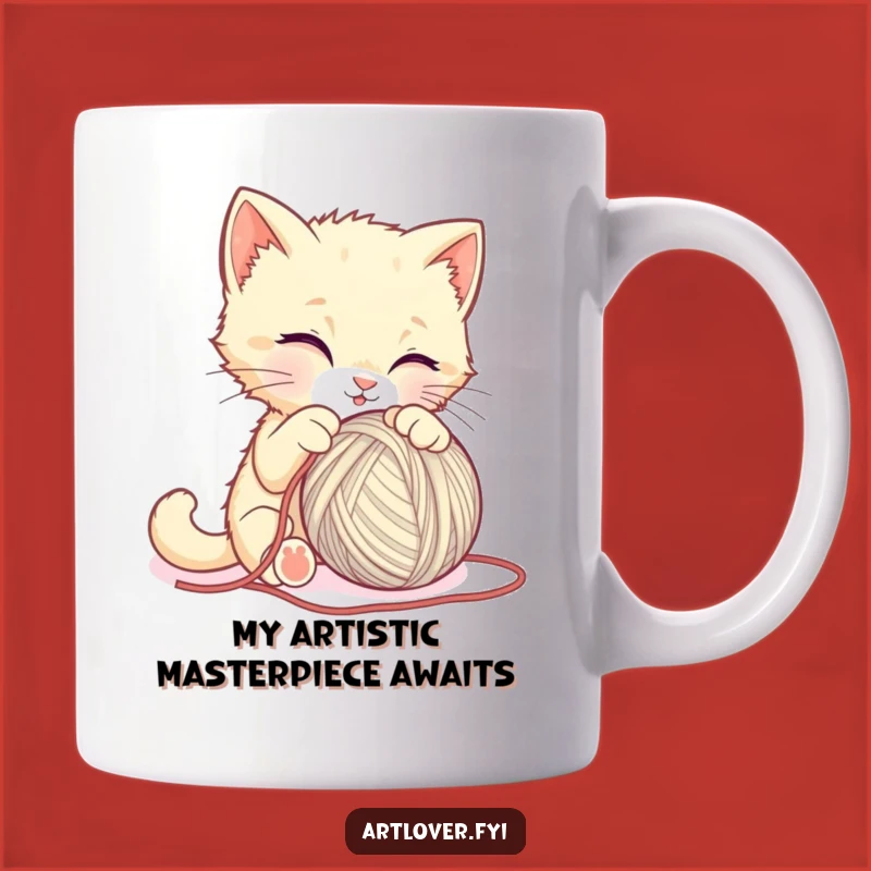 Funny Kitten Sculpting Yarn Mug - Adorable Pet Art Funny Gift Idea