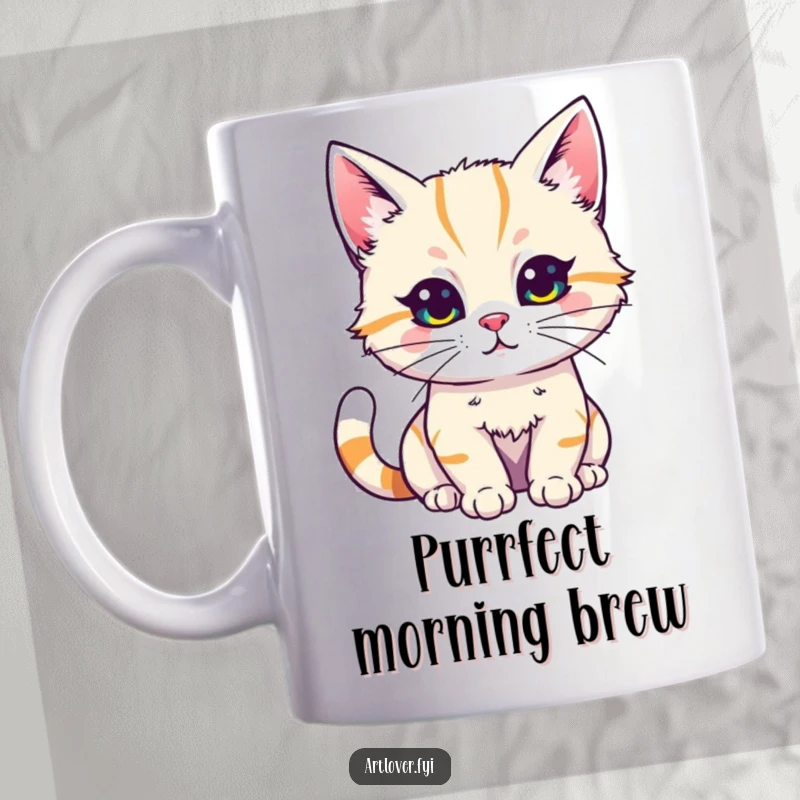 Funny Cat Artist Mug showing a cheerful cat enthusiastically painting with vibrant colors, an ideal funny gift.
