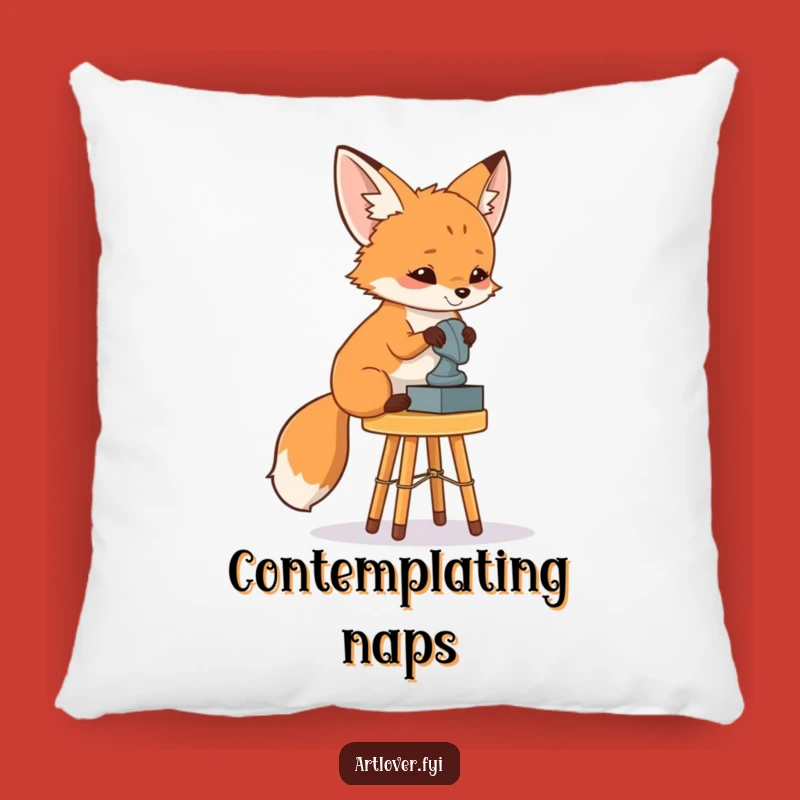 Funny Fox Art Critic Pillow: Cuddle Up with Culture!