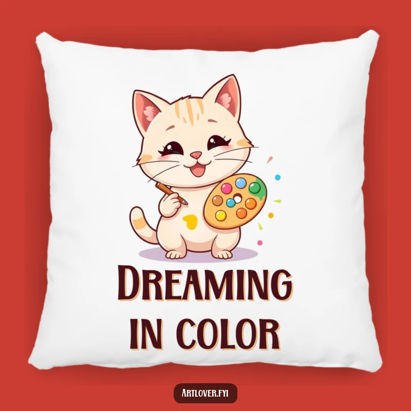 Cozy Funny Artist Cat Pillow: Soft & Artsy, A Perfect Funny Gift!