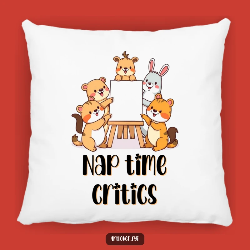 Funny Animal Art Pillow: Cozy Critter Comfort, Cute Funny Gift Decor
