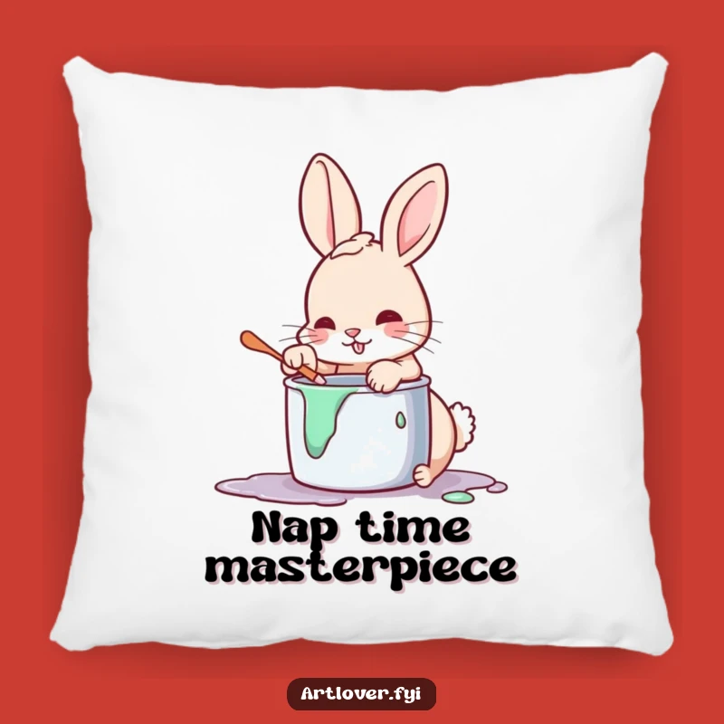 Funny Art Rabbit Pillow: Cozy Comfort with a Painterly Paw Print