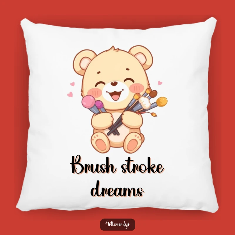 Funny Artist Bear Cub Pillow: Cozy Brush Comfort - Ideal Gift!
