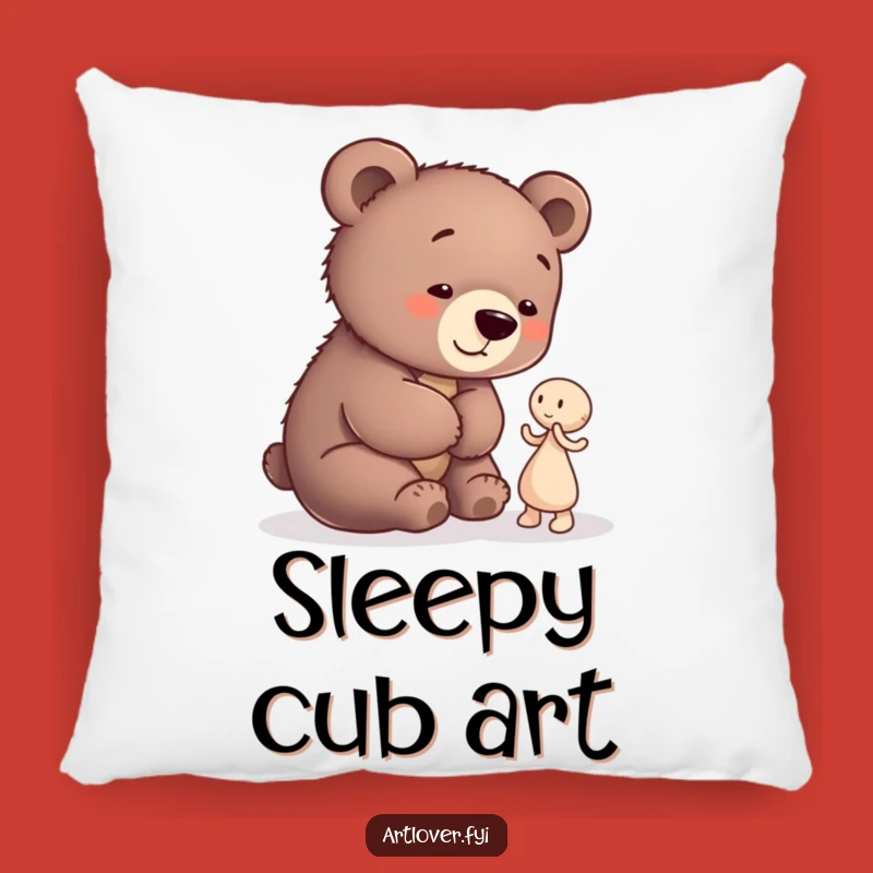 Funny Bear Cub Artist Pillow: Cuddle Up with Creative Cutness!