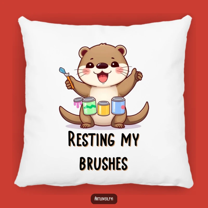 Funny Otter Artist Pillow: Cozy Creative Balance Comfort, Perfect Funny Throw Pillow Gift!