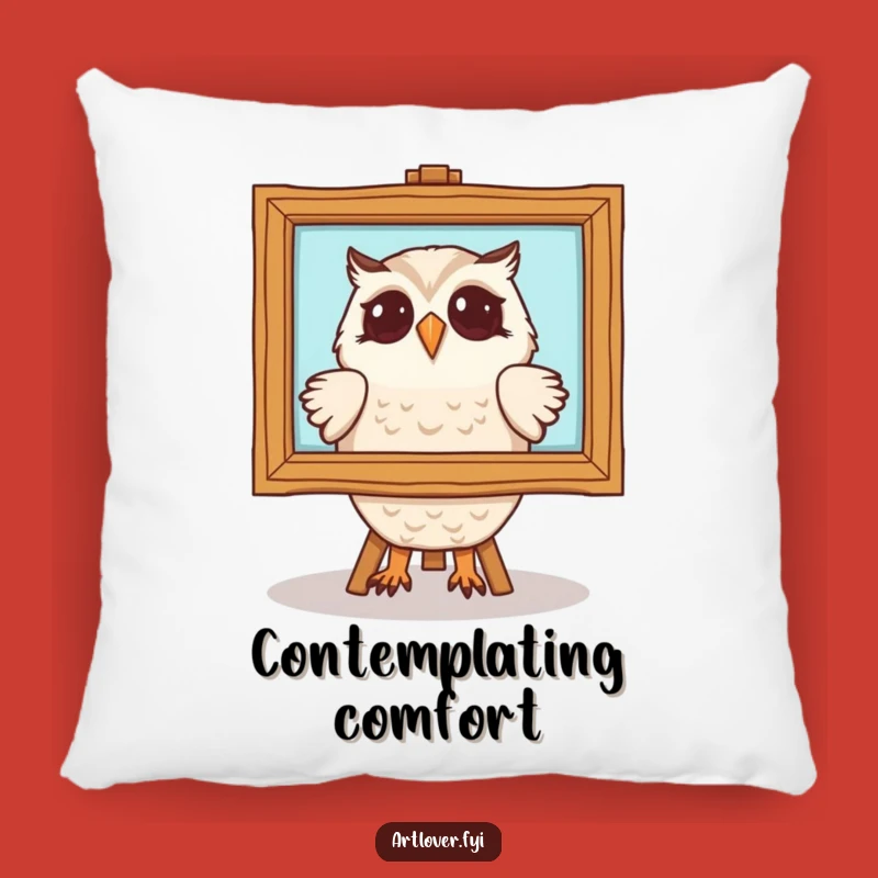 Funny Owl Art Pillow: Cozy Painting Admirer Cushion, Perfect Humorous Gift
