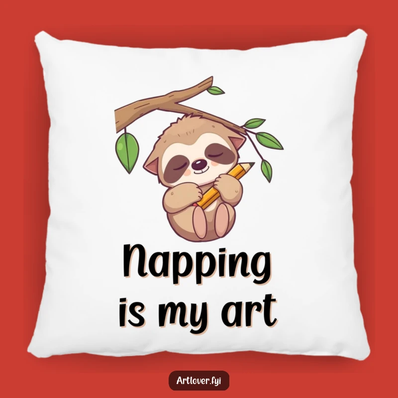 Funny Sloth Pillow - Cozy Sleepy Artist Cushion for Relaxation