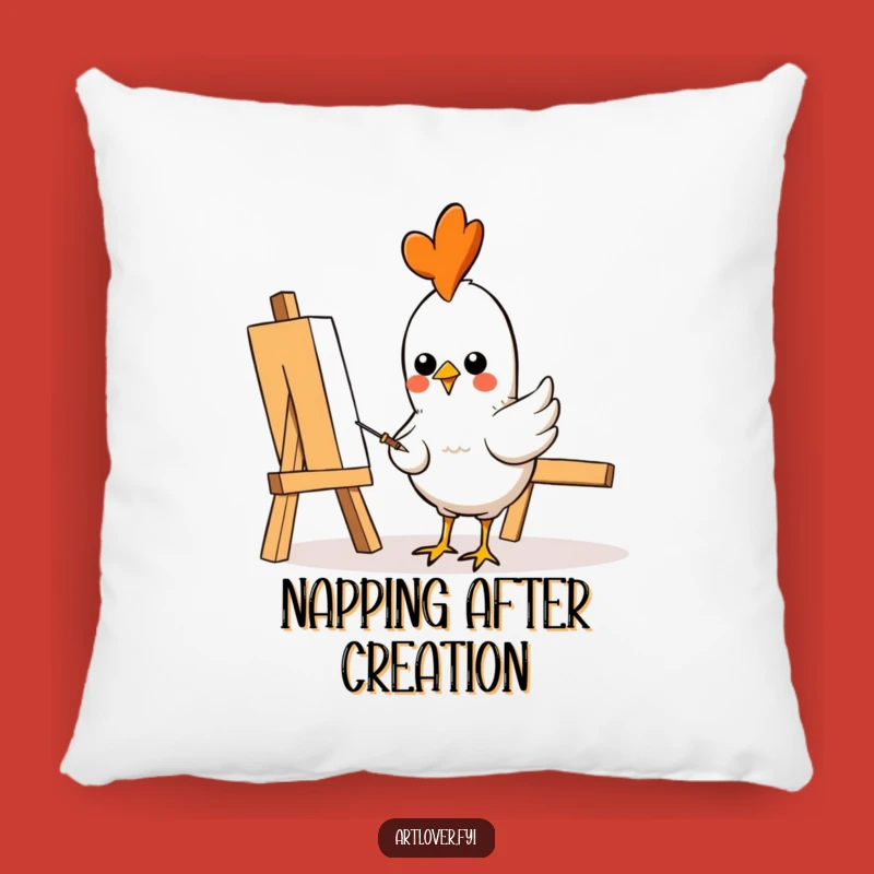 Funny Chicken Artist Pillow: Cozy Artistic Comfort, Perfect Funny Throw Pillow Gift!