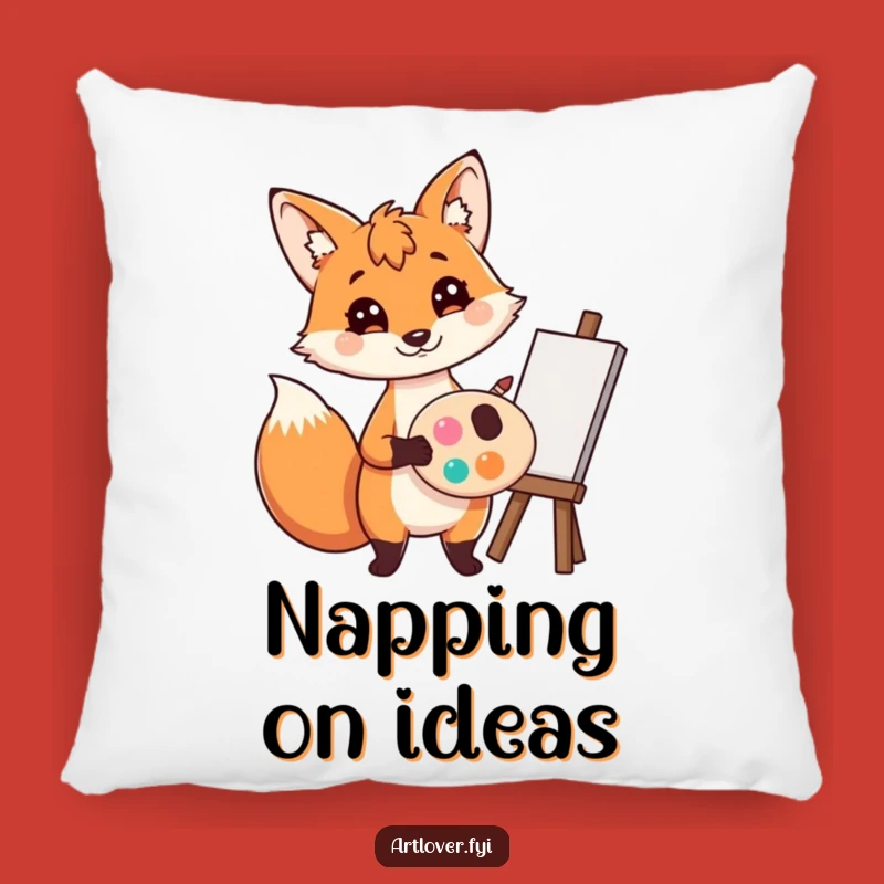 Funny Fox Artist Pillow: Creative Accent, Comfy Funny Gift for Lounging