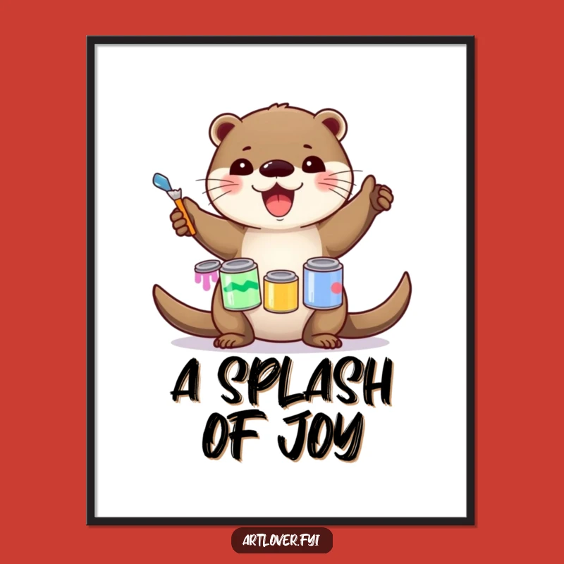 Funny Otter Artist Digital Art: Joyful Balance Decor, Instant Funny Gift Download!