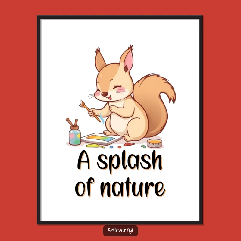 Funny Squirrel Artist Digital Print: Instant Energy and Art, Perfect Gift!
