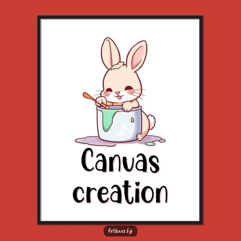 Funny Rabbit Painting Digital Art: Vibrant & Humorous Desktop Art Download