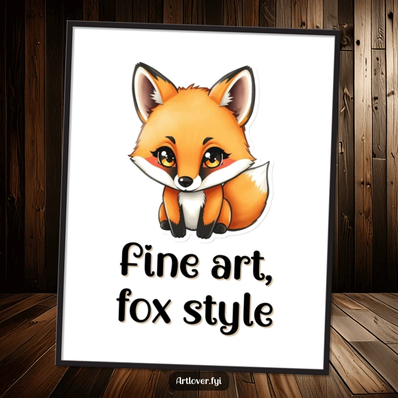 Funny fox with intense concentration drawing with a charcoal stick, a humorous and inspiring digital art print.