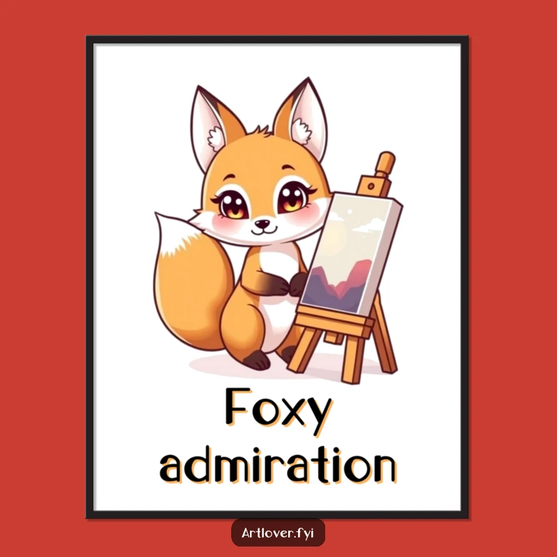 Funny Fox Art Admirer Digital Print: Instant Wall Art Download