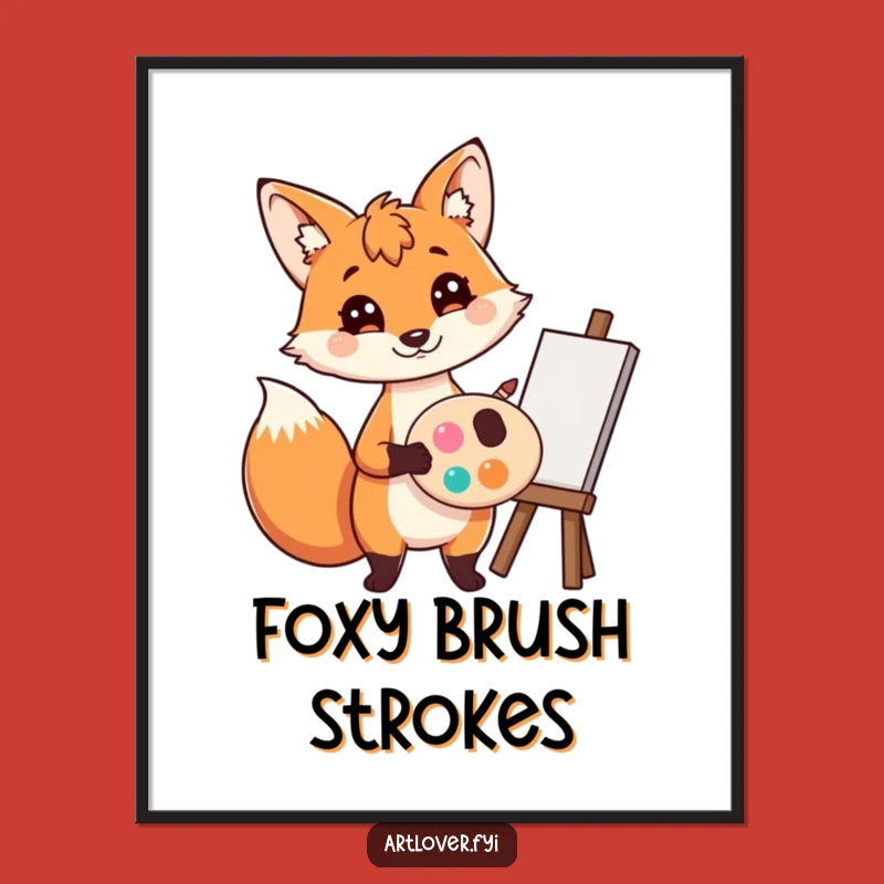 Funny Fox Artist Digital Print: Creative Painter Art File, Instant Funny Gift