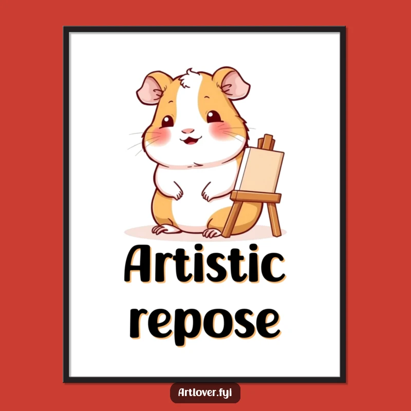 Funny Artist Guinea Pig Digital Art: Smiling Creator Ready for Download