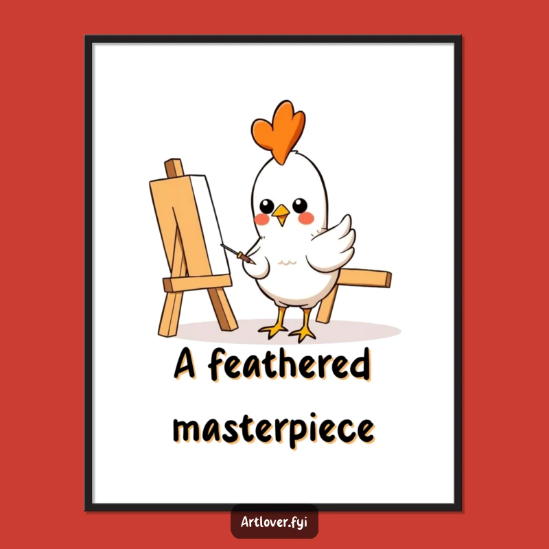 Funny Chicken Artist Digital Art: Creative Pecking Decor, Instant Funny Gift Download!