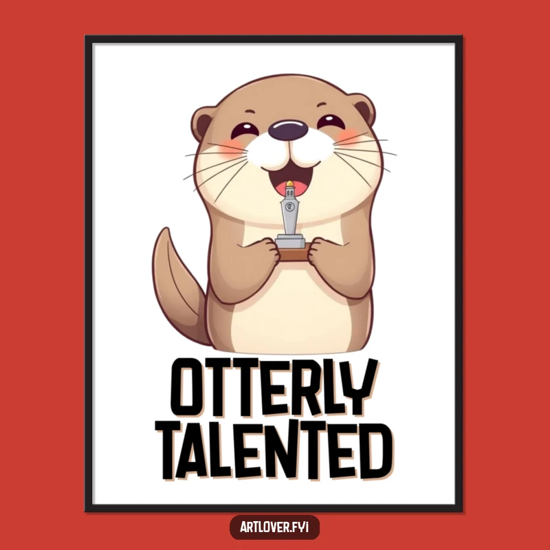 Funny Otter Balancing Digital Art: Instant Whimsical Decor Download
