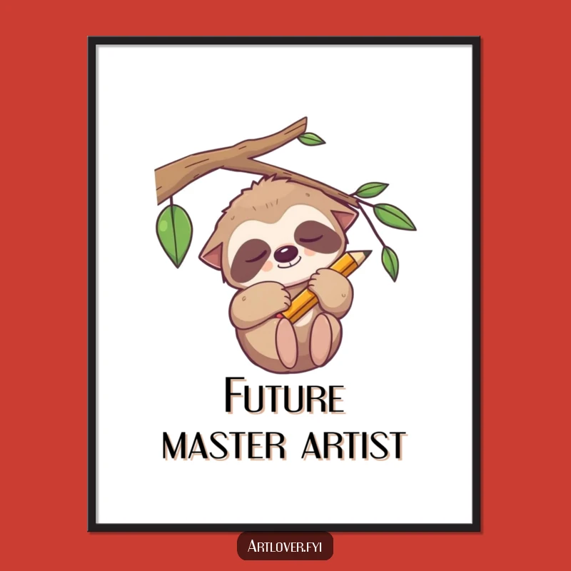 Funny Sloth Digital Art - Instant Download of Sleepy Artist