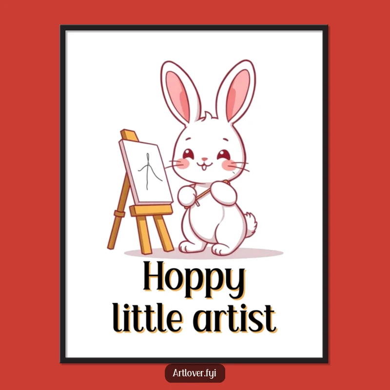 Funny Bunny Artist Digital Print: Kawaii Creator Scene, a Hilarious Instant Gift!