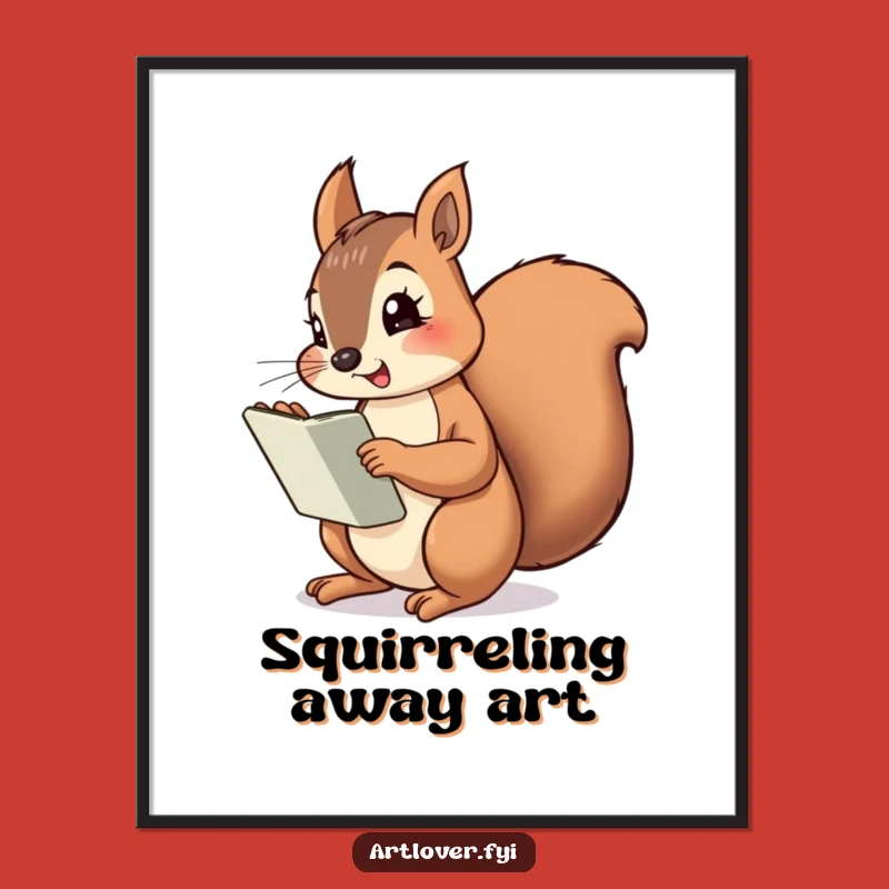 Funny Squirrel Artist Digital Print: Cheeky Sketcher Scene, a Hilarious Instant Gift!
