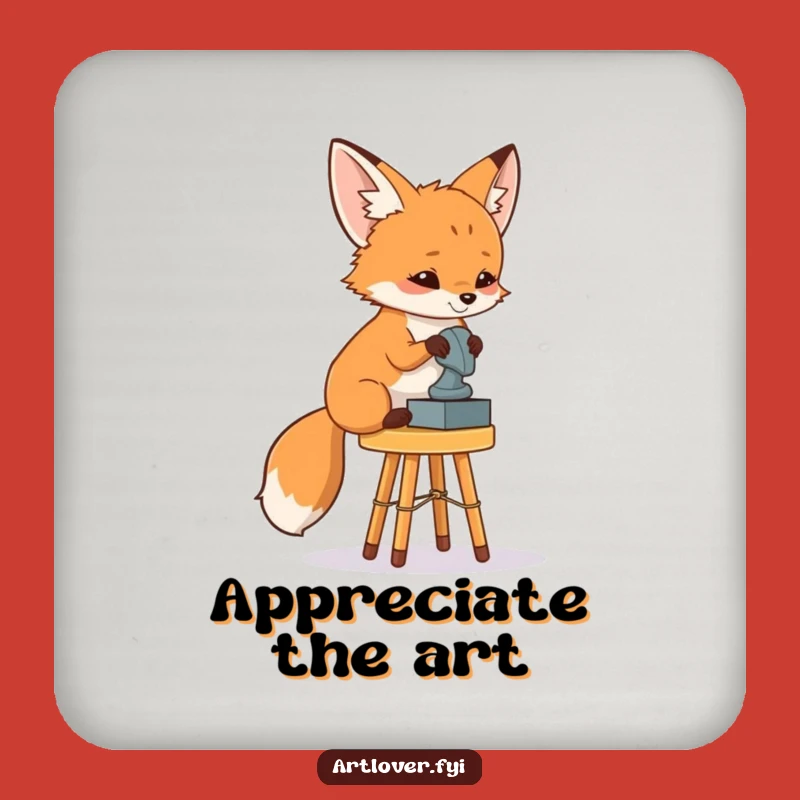 Funny Fox Art Critic Drink Coasters: Protect Surfaces with Sophistication!