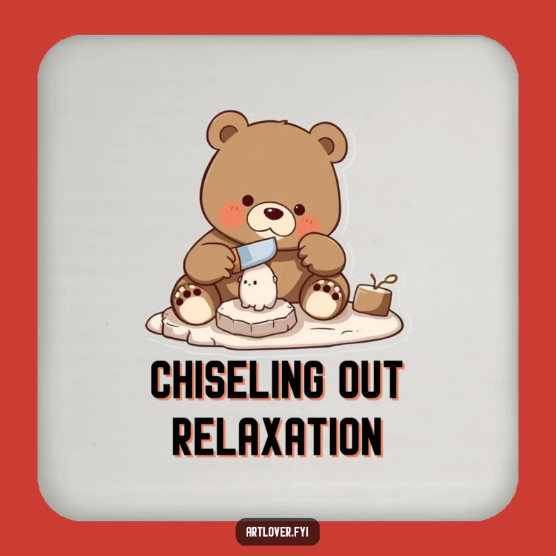 Funny Bear Carver Coaster: Protect Surfaces with Artisan Humor - A Cool Gift