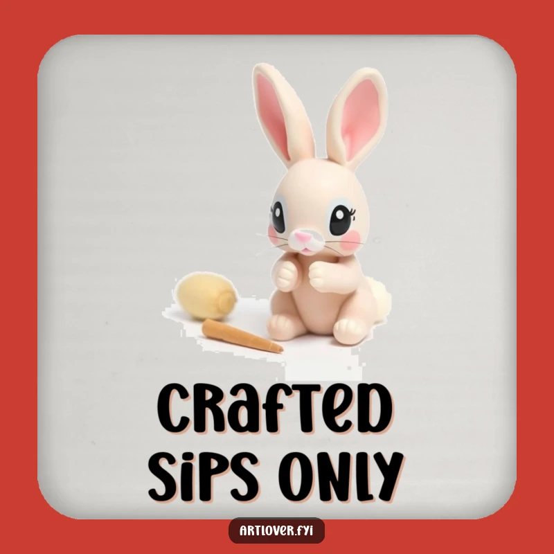 Funny Rabbit Sculptor Coaster: Protect Surfaces with this Focused Bunny!