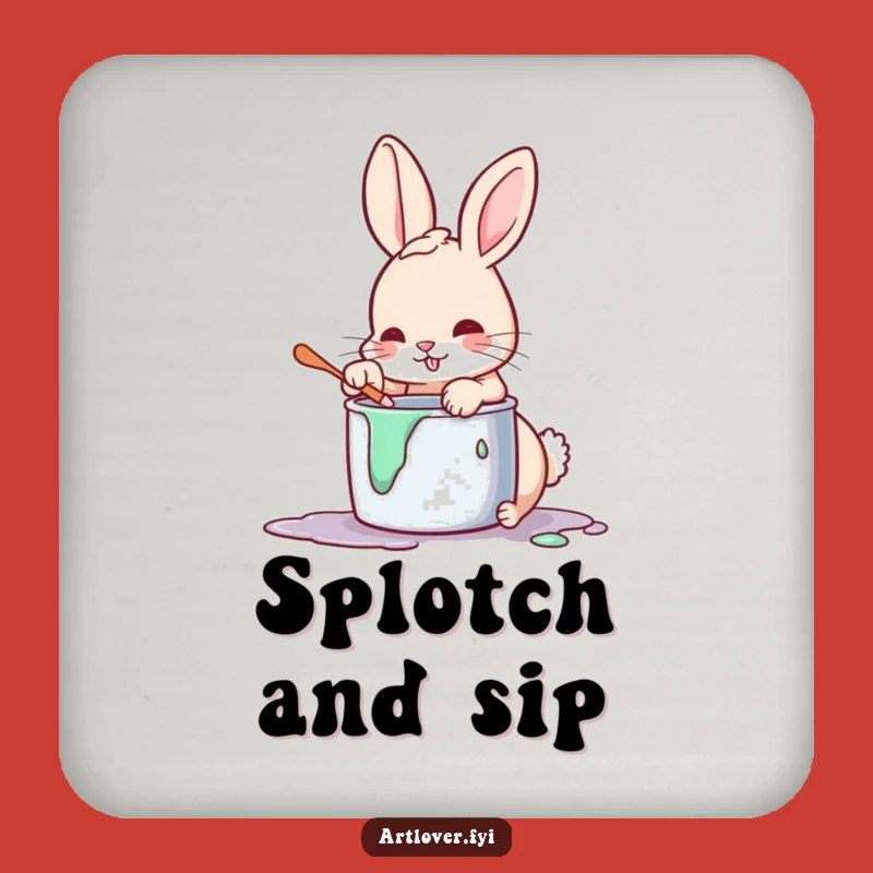 Funny Art Rabbit Coaster Set: Protect Surfaces with Painterly Pizzazz