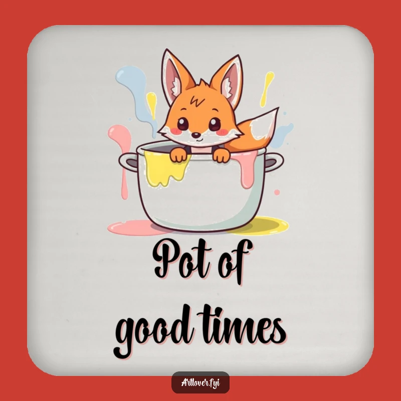Funny Fox Artist Drink Coaster: Protects Surfaces Curious Character Peeking, Humorous Gift!